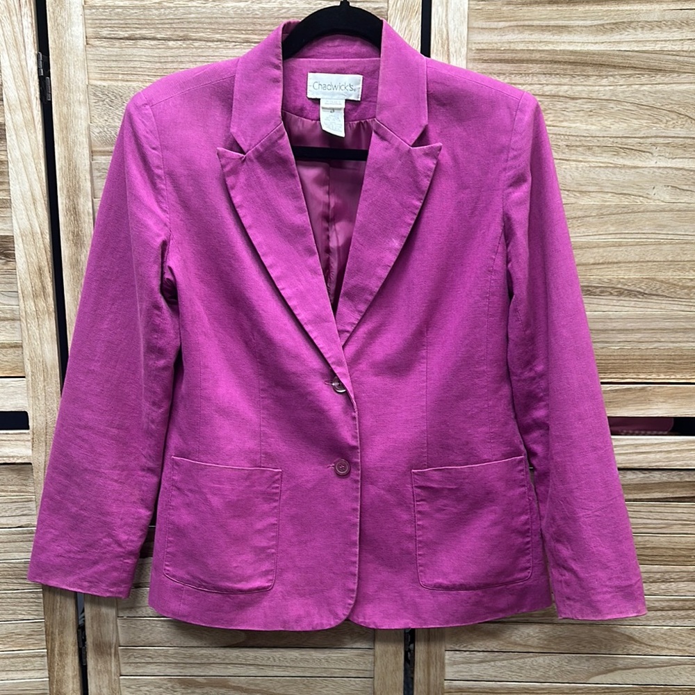 Chadwicks Hot Pink Linen Cotton Lined Blazer